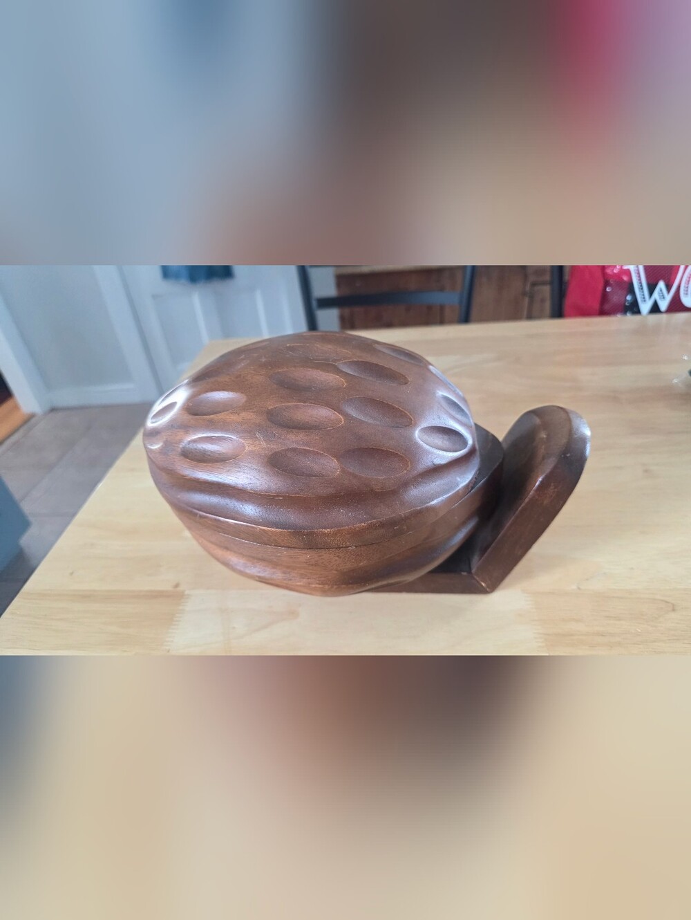 Vintage Talarico Carved Walnut Nut Bowl With Tools
